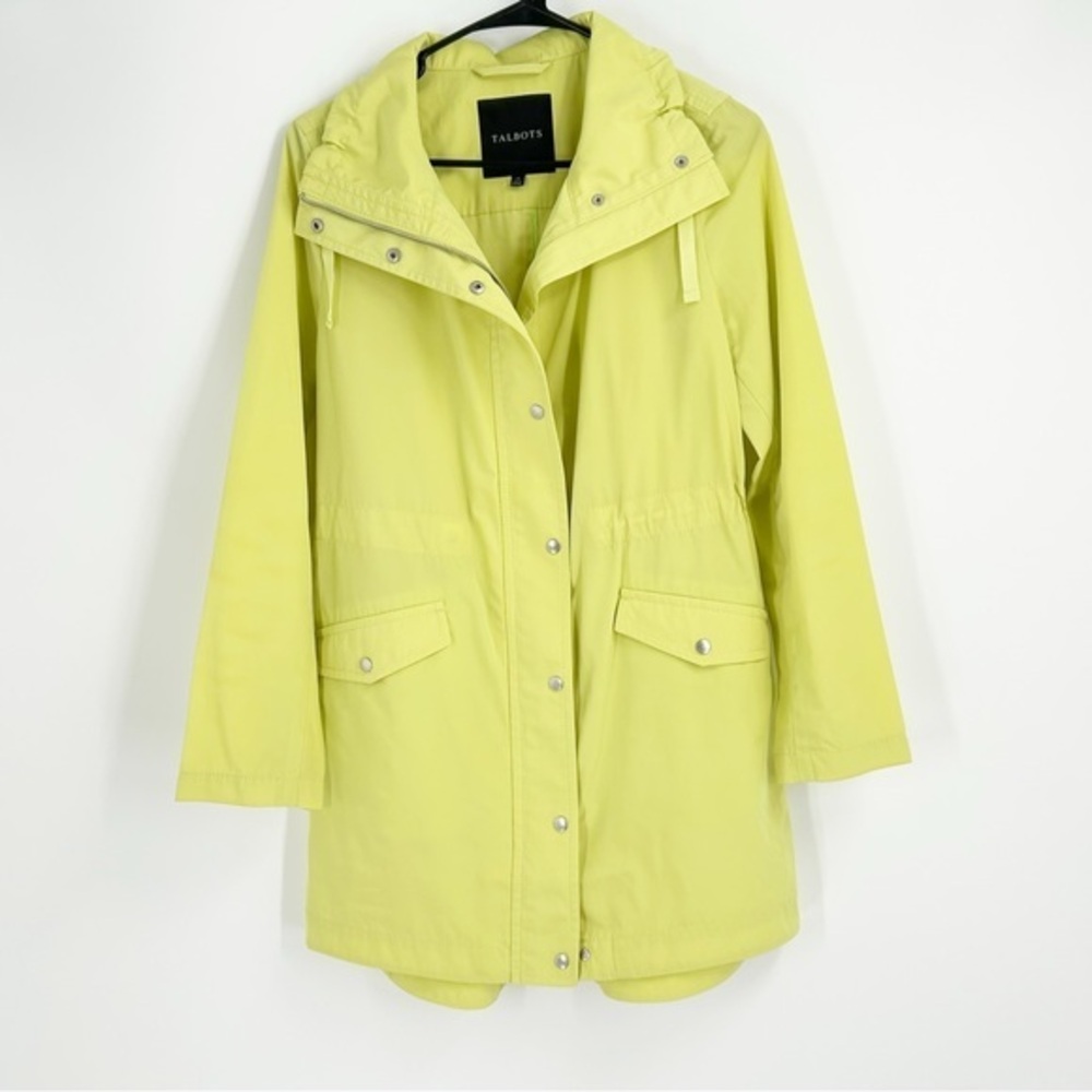 Talbots Spring Rain Coat Chartreuse Green Jacket Parka Size‎ XS